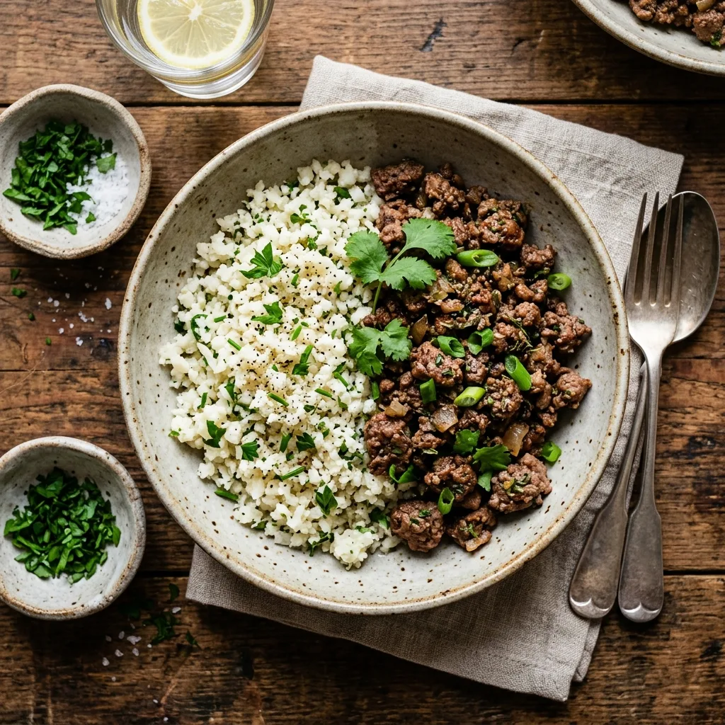 Arroz de Couve-Flor com Carne Moída