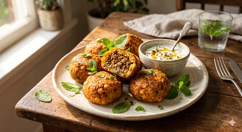 Bolinho de Grão de Bico com Carne Moída