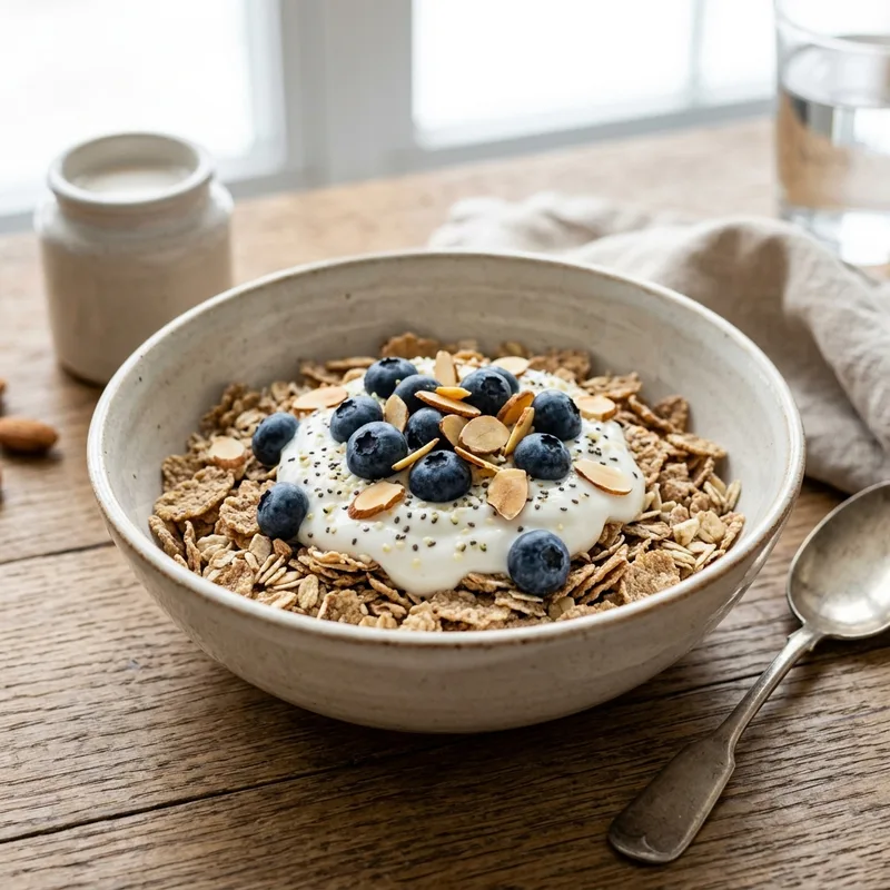 Cereal Integral com Iogurte de Coco