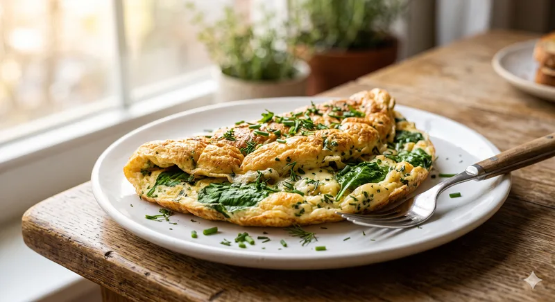 Omelete de Espinafre e Ervas