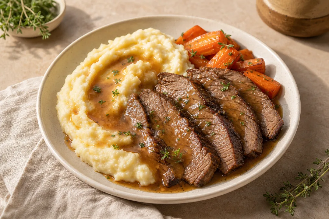 Purê de Batata com Carne Assada