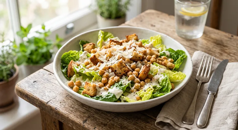 Salada Caesar com Grão de Bico
