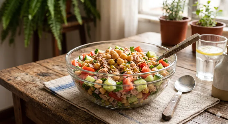 Salada de Grão de Bico com Atum