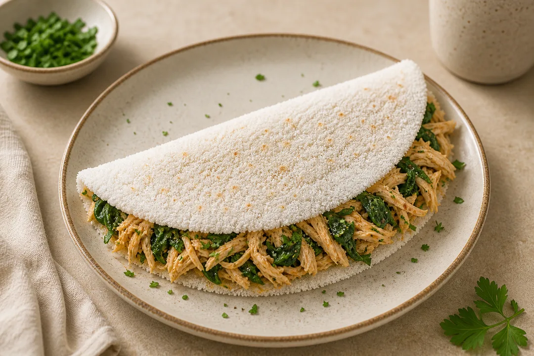Tapioca de Frango com Espinafre